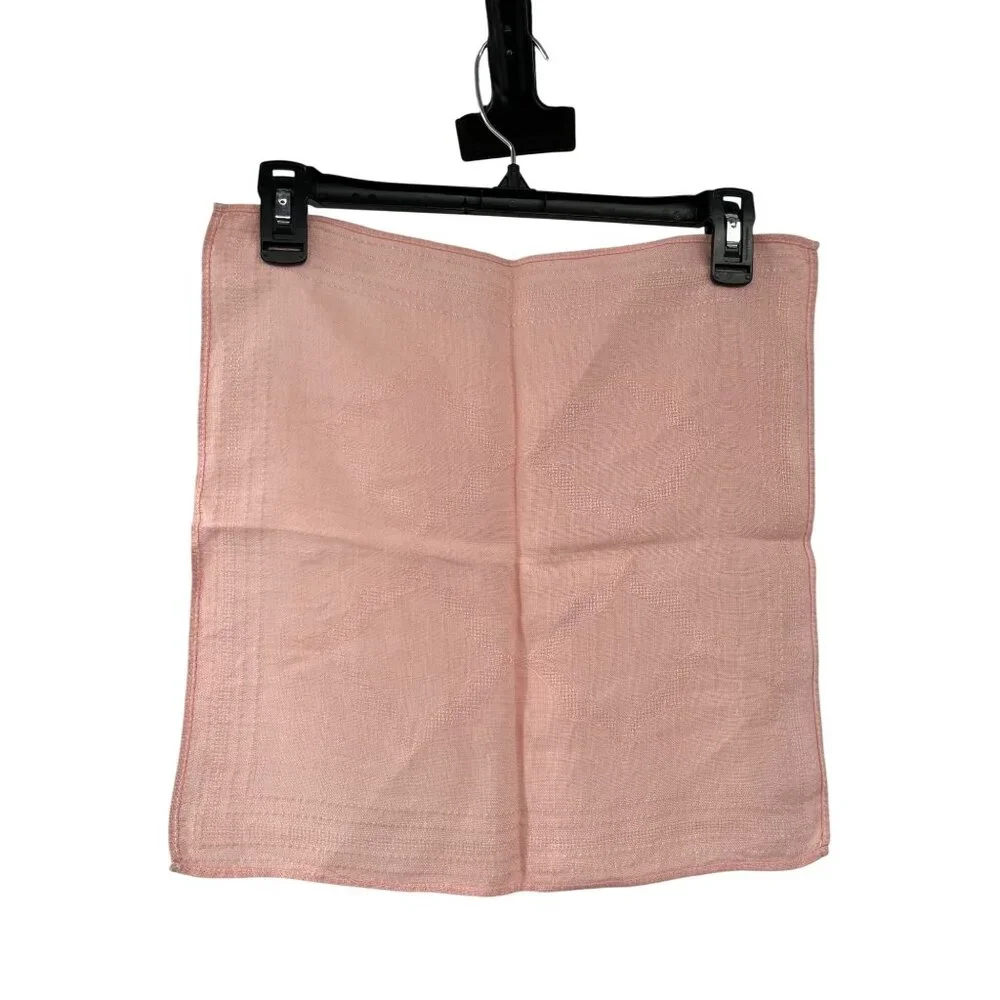 Vintage Linen Napkins Set 6 Blush Pink Peach Hemstitch 15